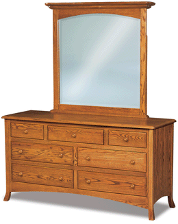 Amish Carlisle J&R 7 Drawer Dresser with Mirror