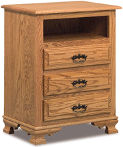 Amish Hoosier Heritage 3 Drawer Nightstand with Opening