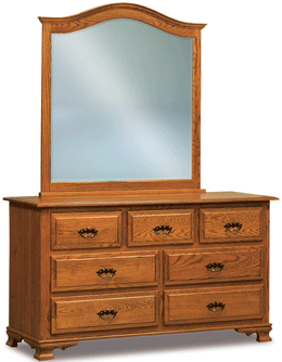 Amish Hoosier Heritage 7 Drawer Dresser with Mirror