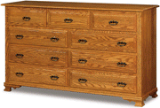 Amish Hoosier Heritage 9 Drawer Mule Dresser