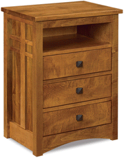 Amish Kascade 3 Drawer Nightstand with Opening