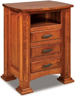 Amish Kingsbridge 3 Drawer Nightstand with Opening