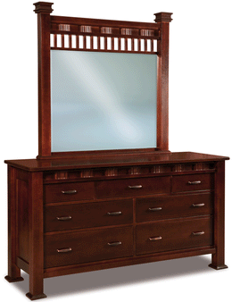 Amish Sequoyah 7 Drawer Dresser with Mirror