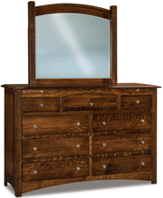Amish Finland 9-Drawer Dresser & Mirror with Jewelry Drawers