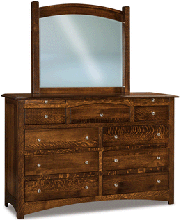 Amish Finland 9-Drawer Dresser & Mirror with Jewelry Drawers