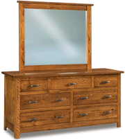 Amish Flush Mission 7 Drawer Dresser with Mirror