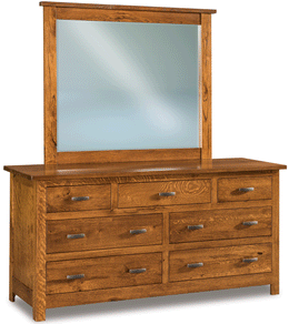 Amish Flush Mission 7 Drawer Dresser with Mirror