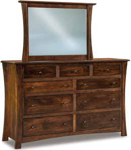 Amish Matison Wide 9-Drawer Dresser with Mirror