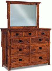 Amish Flush Mission 9-Drawer Dresser with Mirror