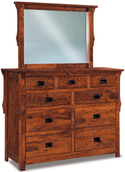 Amish Stick Mission 9 Drawer Dresser with Mirror