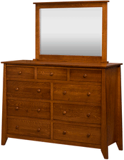 Amish Berwick 9 Drawer Dresser with Mirror