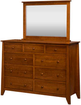 Amish Berwick 9 Drawer Dresser with Mirror