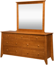 Amish Berwick 7 Drawer Wide Dresser with Mirror