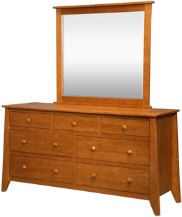 Amish Berwick 7 Drawer Wide Dresser with Mirror