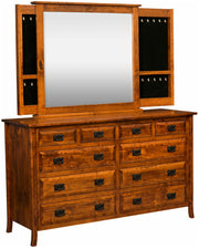 Amish Jaxon 10 Drawer Dresser with Mirror