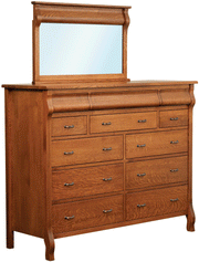 Amish Pierre 12 Drawer Dresser with Mirror
