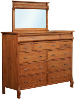 Amish Pierre 12 Drawer Dresser with Mirror
