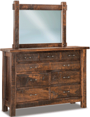 Amish Houston Rustic 9-Drawer Dresser with Mirror in Brown Maple