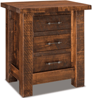 Amish Houston Rustic 3-Drawer Nightstand in Brown Maple