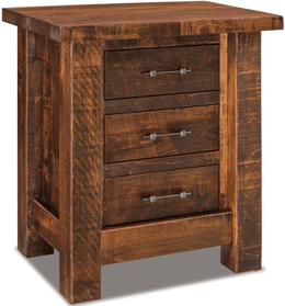Amish Houston Rustic 3-Drawer Nightstand in Brown Maple