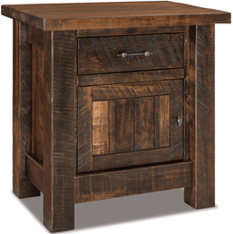 Amish Houston Rustic 1-Drawer/1-Door Nightstand in Brown Maple