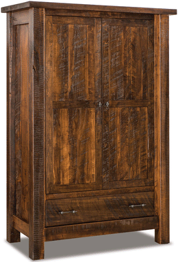 Amish Houston Rustic Wardrobe Armoire in Brown Maple