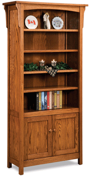 Amish Bridger Mission Bookcase with Doors