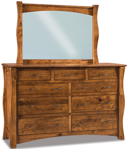 American-Made Reno Wide 9-Drawer Dresser with Mirror