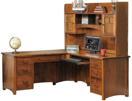 Amish Rivertowne L Desk with Hutch