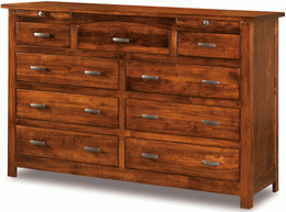 Amish Flush Mission 9-Drawer Dresser with Mirror