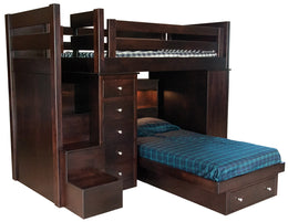 Amish Panel Loft Bed with Steps