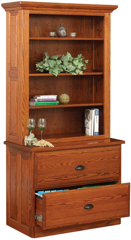 Amish Jackson Traditional 2-Drawer Lateral File Cabinet with Hutch