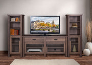 Amish Regent Rustic TV Stand with Bookshelf Towers