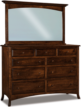 Amish Carlisle Wide 9-Drawer Dresser with Mirror