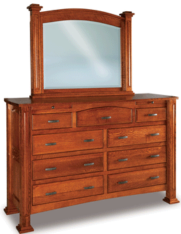 Amish Kingsbridge 9-Drawer Dresser with Mirror