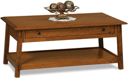 Amish Colbran Open Coffee Table with Drawer
