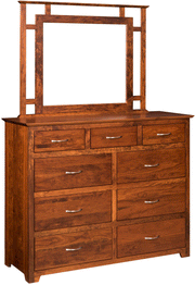 American-Made Boston 9-Drawer Dresser with Mirror