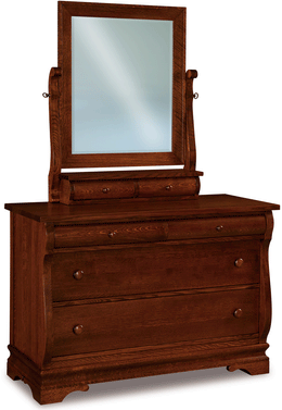 Amish Chippewa Sleigh 4 Drawer Dresser with Mirror