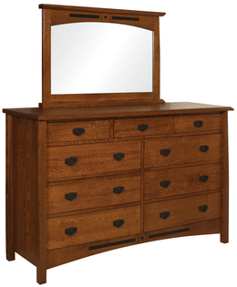 Amish Bel Aire High 9 Drawer Dresser with Mirror