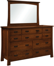 Amish Grant 10 Drawer Dresser with Mirror