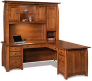 Amish Boulder Creek L Desk with Hutch Top