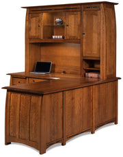 Amish Boulder Creek L Desk with Hutch Top