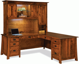 American Made Grant L Desk with Hutch Top
