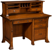 Amish Breckenridge Single Pedestal Desk with Hutch
