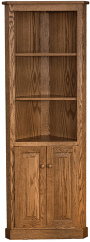 Amish Traditional Corner Bookcase with Doors