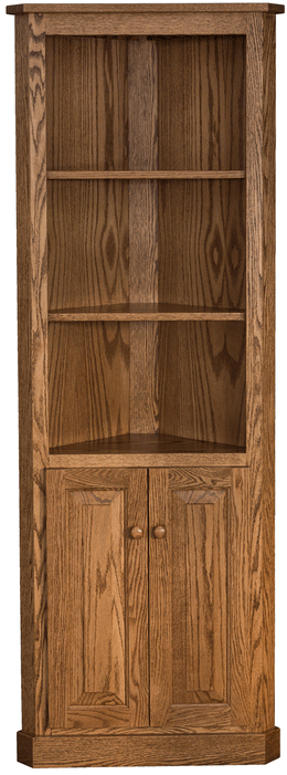 Amish Traditional Corner Bookcase with Doors
