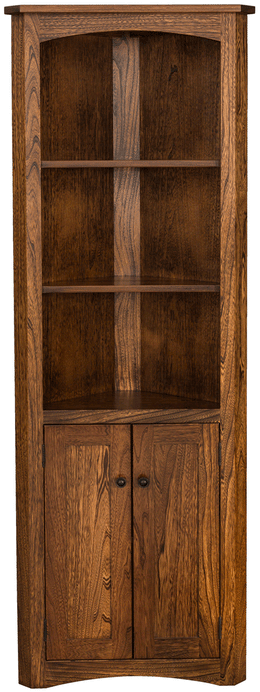 Amish Mission Corner Bookcase with Doors