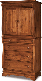 Amish Chippewa Sleigh Armoire with 5 Drawers