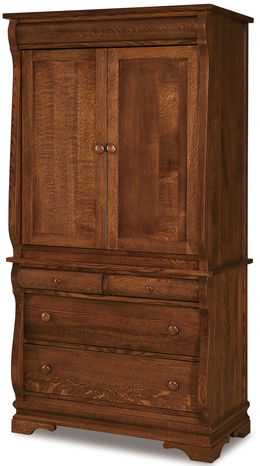 Amish Chippewa Sleigh Armoire with 4 Drawers