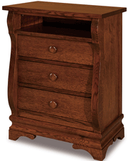 Amish Chippewa Sleigh 3 Drawer Nightstand with Cubby